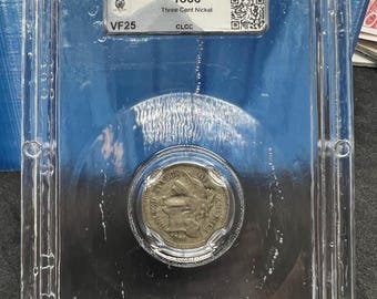 1866 3c US Three Cent Nickel Coin CLCC VF25 Very Fine circulated certified