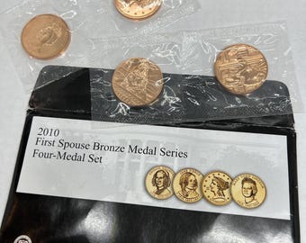 2010 US Mint First Spouse 4 Gem UNC Bronze Medal Set with Envelop & COA