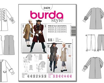 Bu... Burda Mens Sewing Pattern 2459 Pirate /& Casanova Fancy Dress Costumes