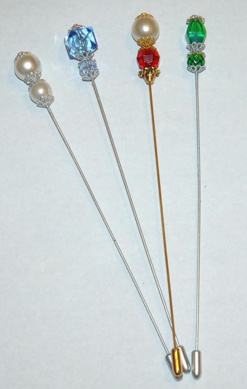 Edwardian Hats, Titanic Hats, Tea Party Hats OOAK Custom Color Hatpins: Choose your combination! $5.00 AT vintagedancer.com