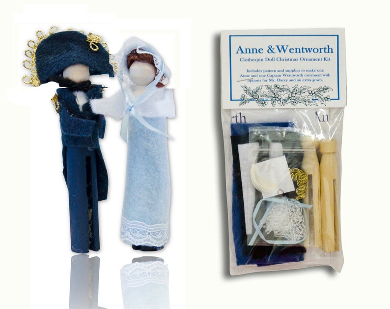 Jane Austen Clothespin Doll Ornament Kit Anne and Captain Etsy