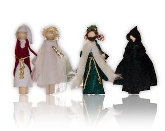 Charles Dickens- A Christmas Carol Doll Ornament Kit: Scrooge, Ghost of Christmas Past, Present, Yet to Come (Set of 4)