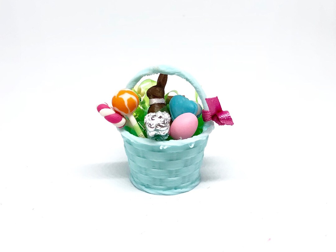 1/12 Scale Dollhouse Easter Basket With Chocolate Rabbit Etsy