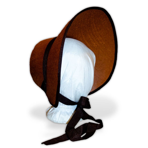 Austentation blanco Jane Austen finales Regency temprano estilo victoriano marrón fieltro Bonnet: LIttle Dorrit