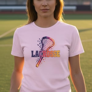 Women's Lacrosse Graphic Tee | Geometric Low Poly Stick Design | Comfort Colors Shirt