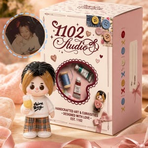 Figura personalizada en caja sorpresa: muñeca Q-Version hecha a mano a partir de una foto, recuerdo de resina.