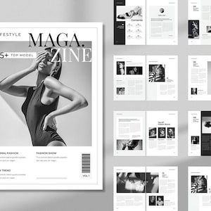 Modello per rivista di lifestyle / Impaginazione per rivista di moda / Modello editoriale per Canva e InDesign