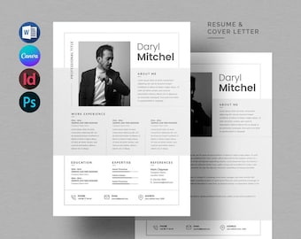 Resume and Cover Letter Templates (InDesign, Word, Canva, PSD)