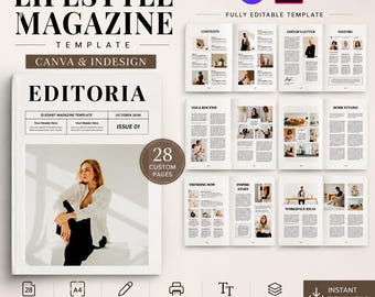 Modern Magazine Template | Editorial Layout Canva & InDesign Design