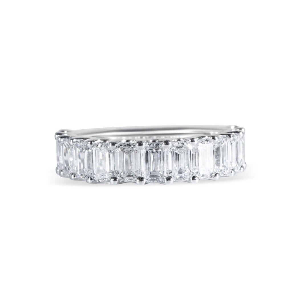 EMERALD CUT LAB Grown Diamond Half Eternity Band 3.05ctw - Etsy