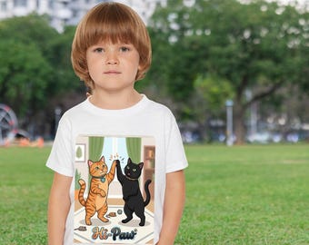 ハイファイブキャッツ幼児用Tシャツ｜踊る猫のイラスト