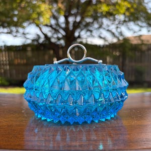 Indiana Glass Diamond Point Blue - Etsy