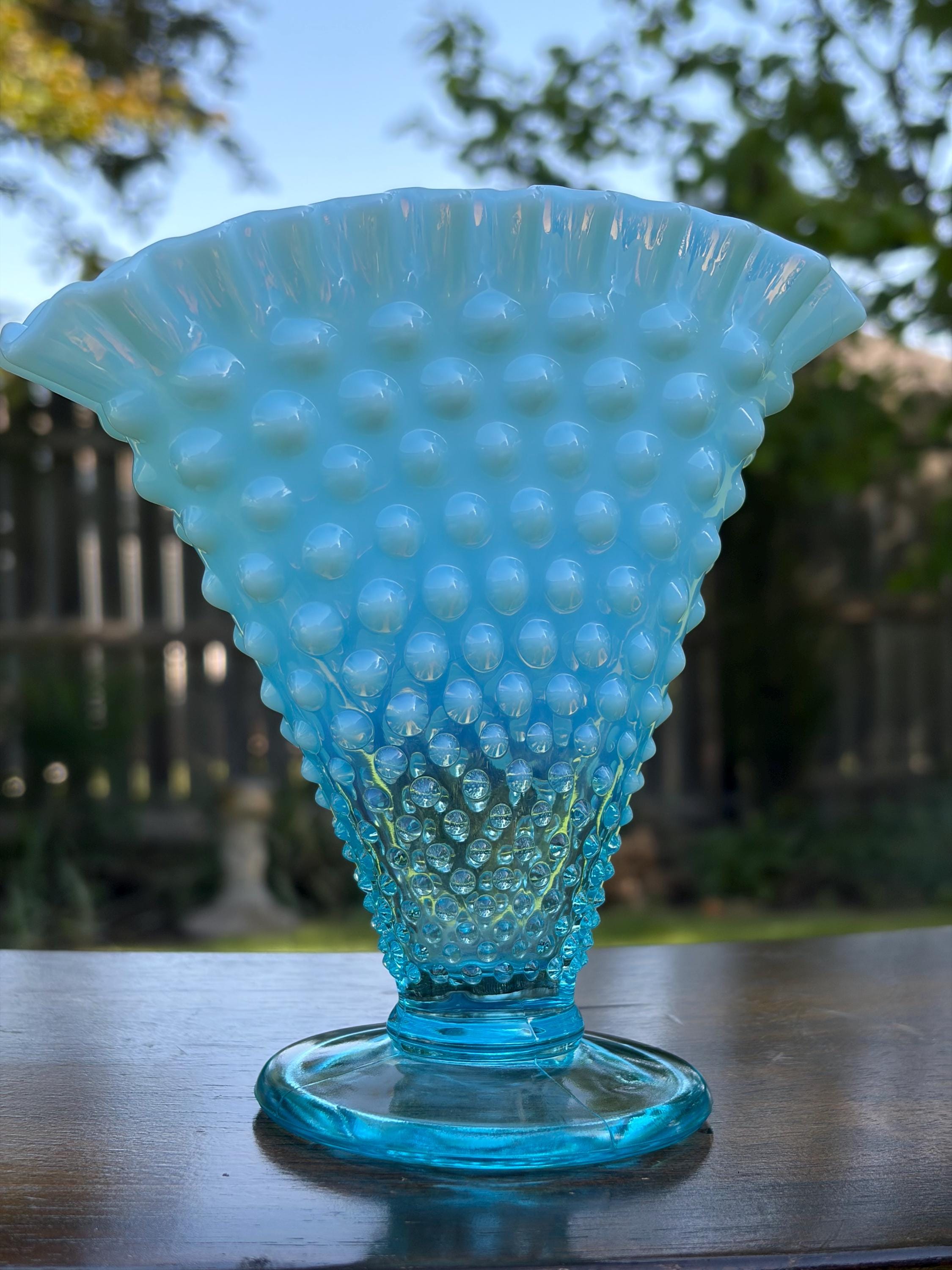 Fenton Blue Opalescent Vase - Etsy