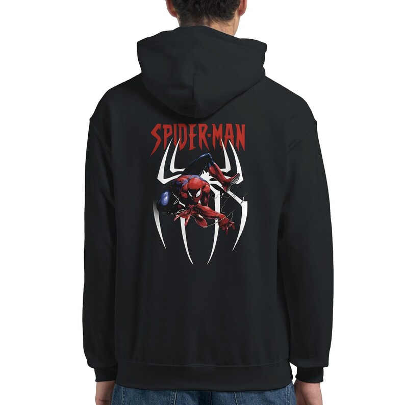 Sudadera con capucha clásica con estampado de Spider-Man / Sudadera unisex de tejido grueso imagen 4