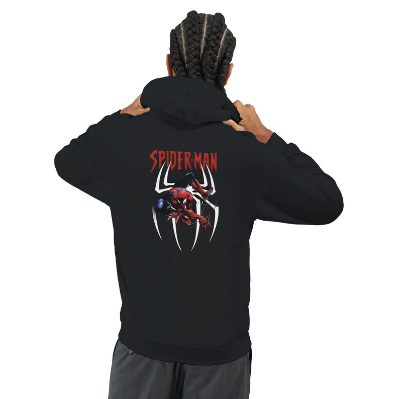 Sudadera con capucha clásica con estampado de Spider-Man / Sudadera unisex de tejido grueso imagen 2