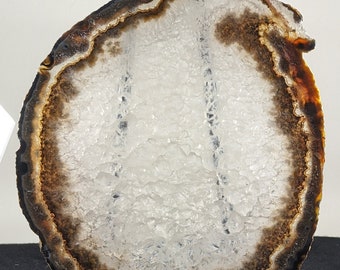 Natural Brazilian Agate Slice Slab Blue Brown Crystals Druzy PD176