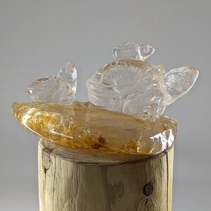 Unique Golden Healer Crystal Quartz Stone Turtle Family Mom - Dad 2 Kids Children Balance PDB22b25