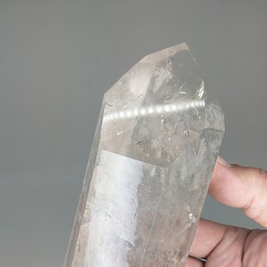 Extra Large Lemurian Clear Quartz Crystal Point Rainbows Green Inclusion PD54