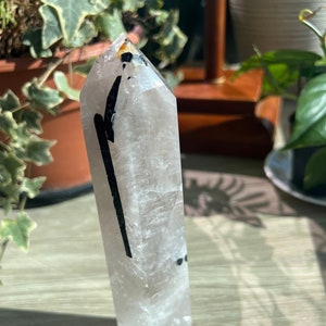Black Tourmaline Rutilated Quartz Towers Tourmaline Quartz Point, Wand, Tourmalated Crystal Obelisk for Meditation Gift  PD62