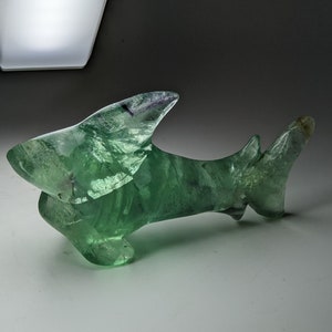 Stubbed Fin Fluorite Stone Carved Walrus Carving Green Purple Strength Purification Self Confidence  22u51