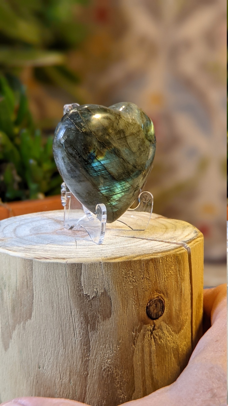 Labradorite Heart Shaped Stone Blue Flash b011
