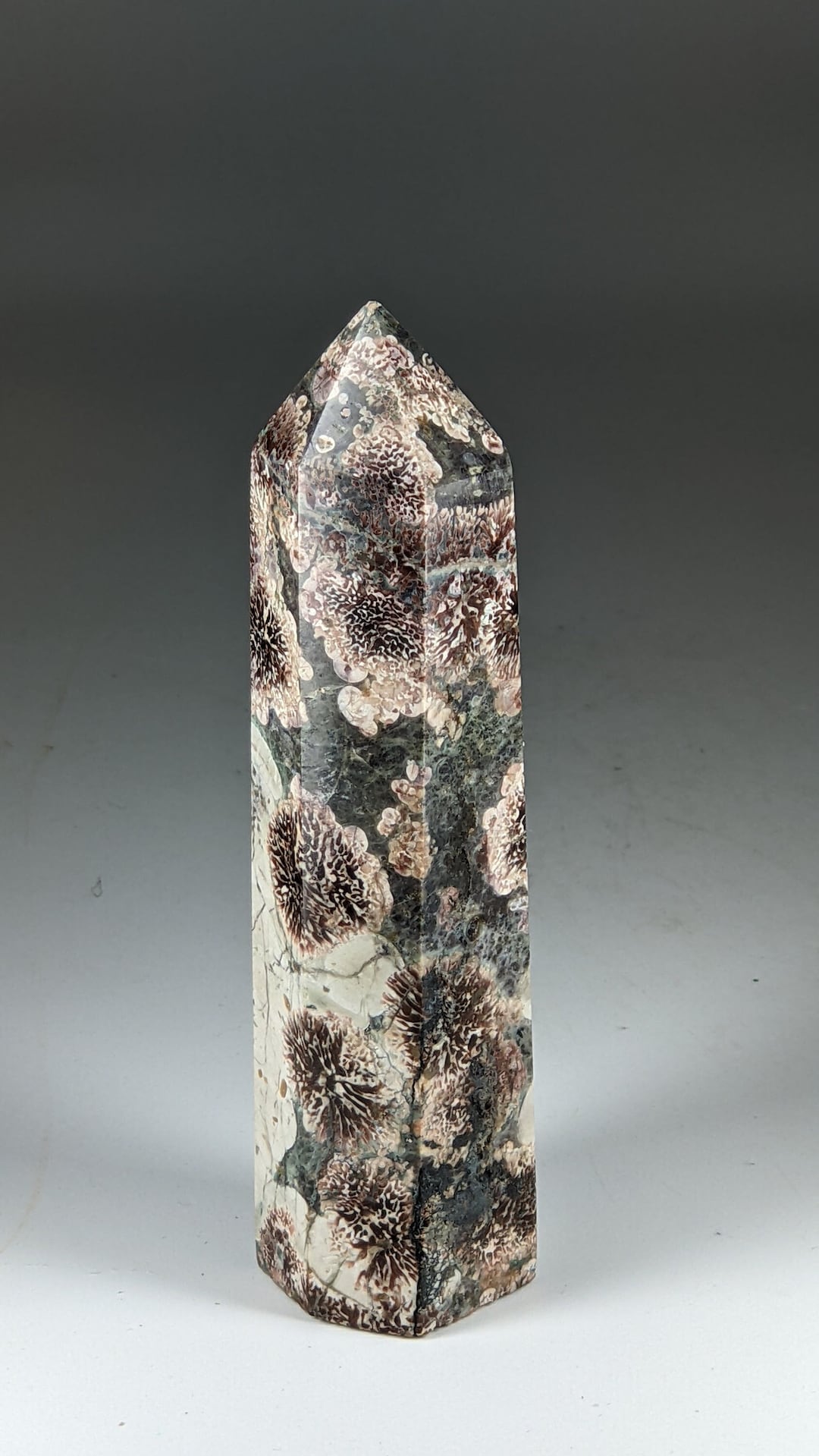 Rhyolite in Jasper Green Flower Stone Crystal Tower Point Powerful ...