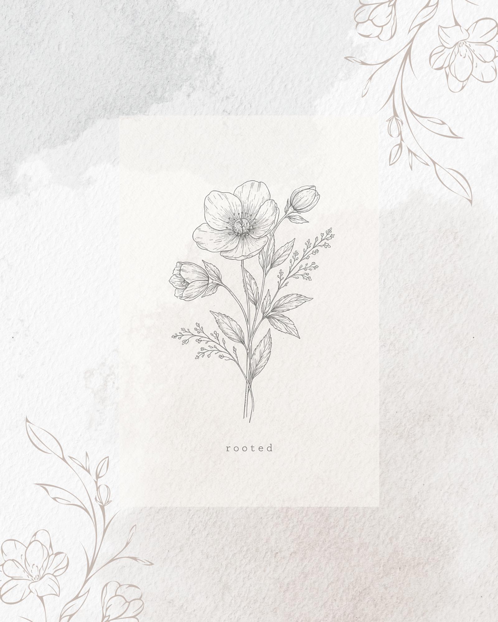 Rooted Minimal Botanical Line Art Print Neutral Floral Wall Grounded ...