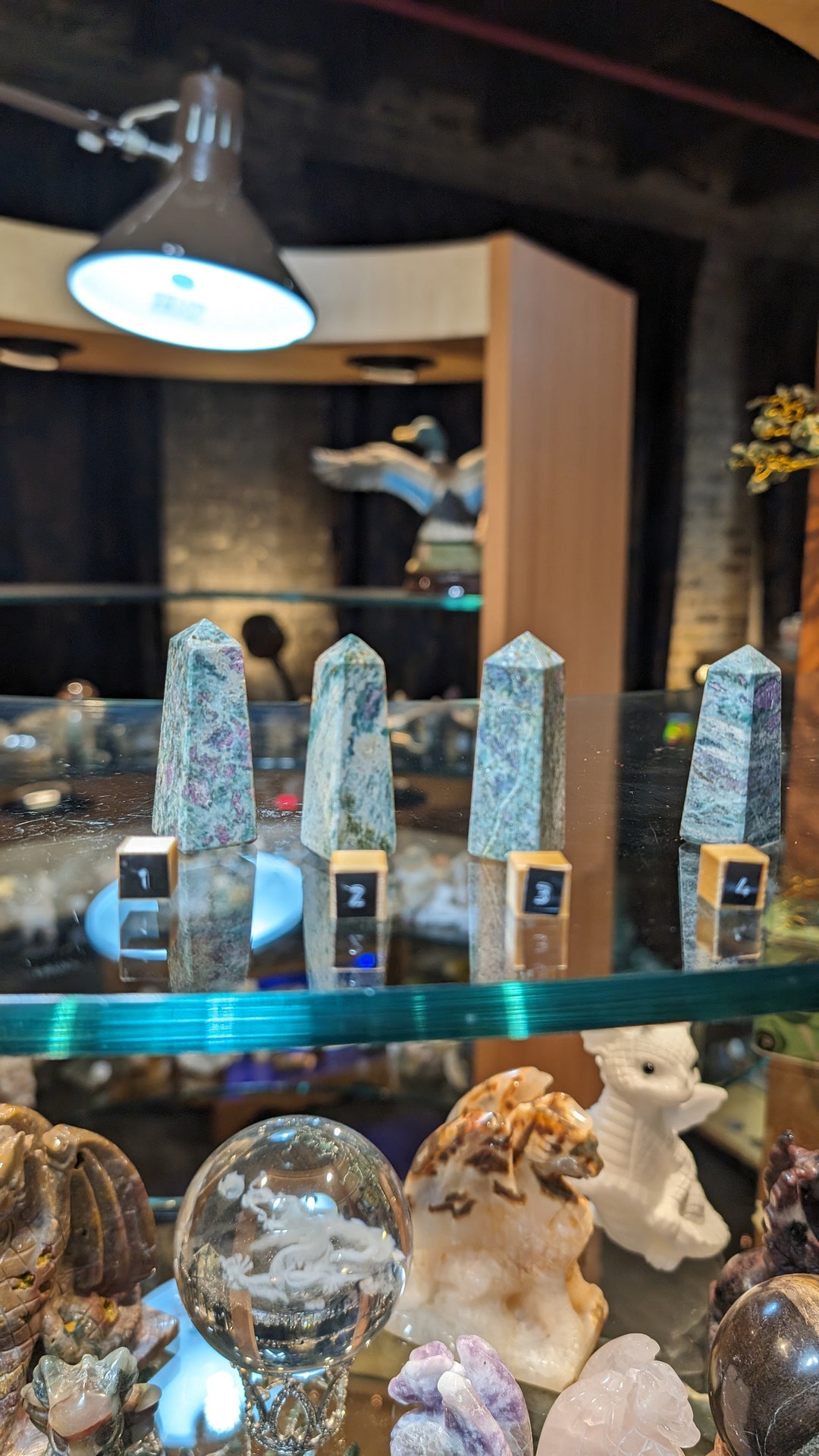 Ruby Crystal Tower Ruby Fuschite Point Tower Crystal Stone Glow in the Dark Gentle Peace ...
