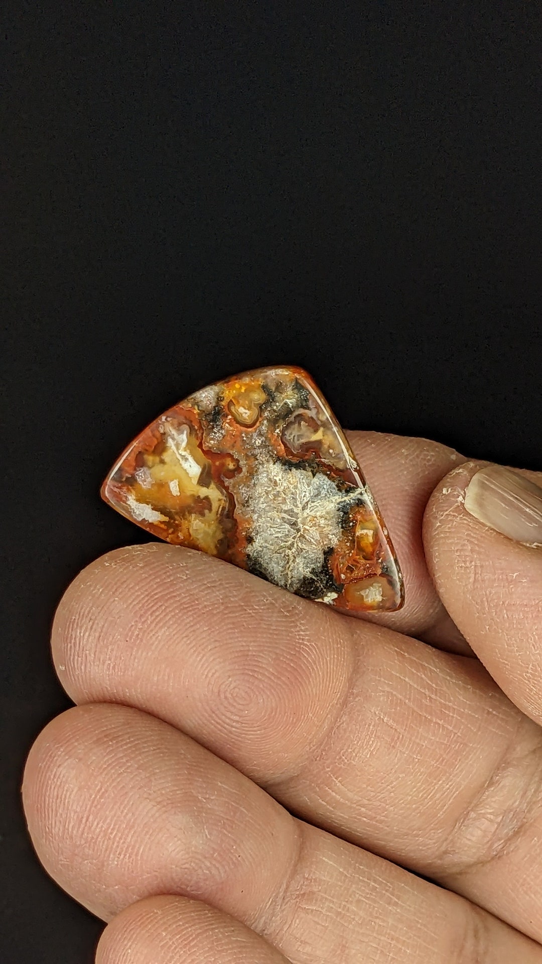Colorful Color Plume Agate Stone Carved Triangle Cabochon Etsy