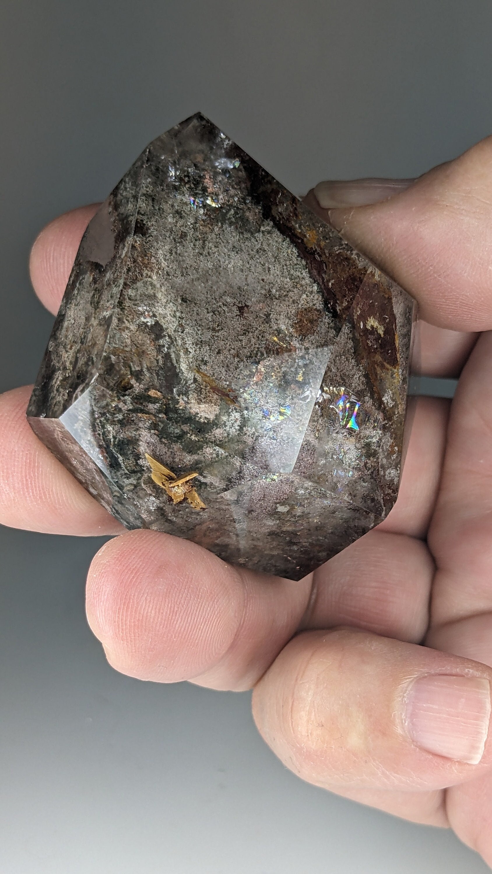 Natural Inclusion Garden Rainbow Feather Phantom Free Form Scenic