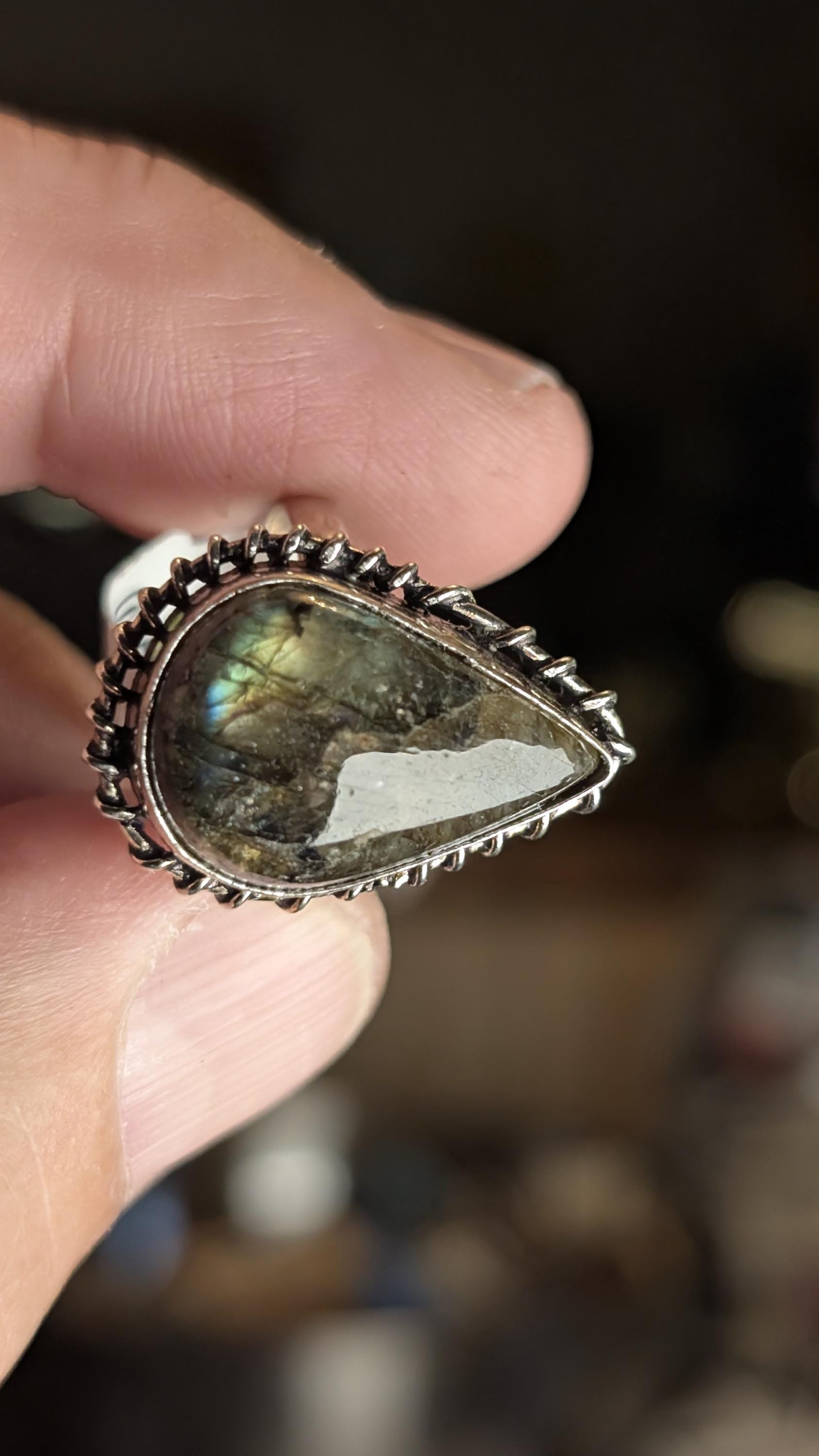Labradorite Stone Cabochon Silver Ring Size 6 Blue Flash 25e139 - Etsy