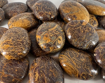 Calligraphy Jasper Stone Palm Stone Pillow Brown Scribbles Crystal Healing Awakening Dreams Miriam Cobra WHOG22O8