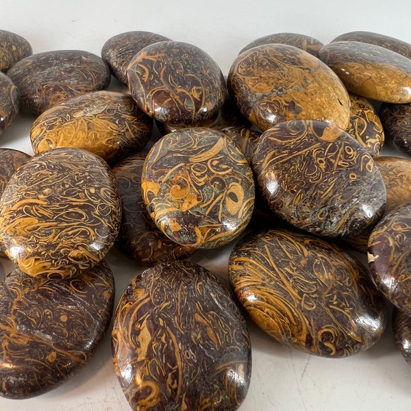 Calligraphy Jasper Stone Palm Stone Pillow Brown Scribbles Crystal Healing Awakening Dreams Miriam Cobra WHOG22O8