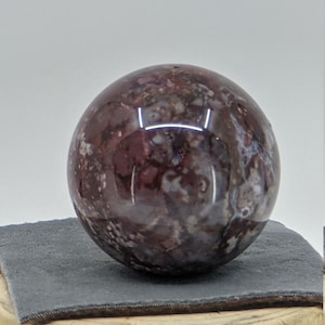Ocean Jasper Stone Carved Crystal Sphere Joy Happiness Communication Pink Blue Maroon WHOPDW9
