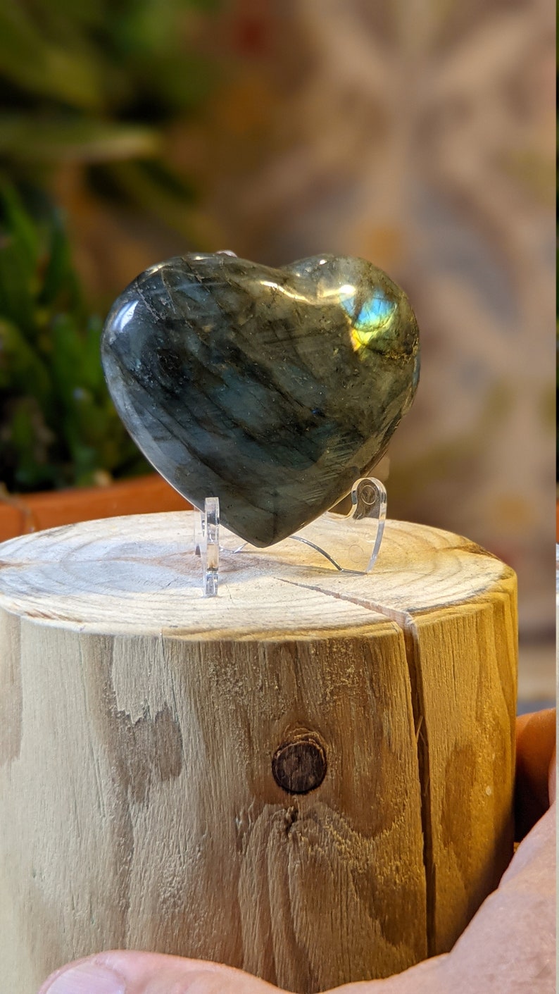 Labradorite Heart Shaped Stone Blue Flash b011