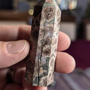 Rhyolite in Jasper Green Flower Stone Crystal Tower Point Powerful ...