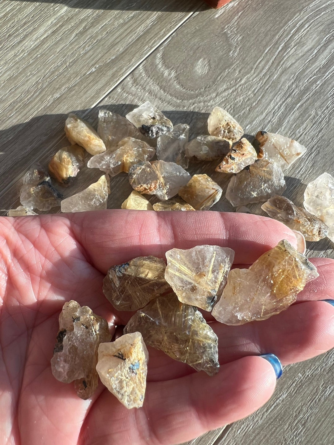 Golden Rutilated Quartz Raw Pocket Stone Healing Crystals Stones ...