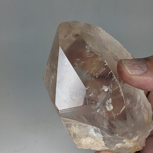 Extra Large Lemurian Clear Quartz Crystal Point Rainbows Green Inclusion PD129