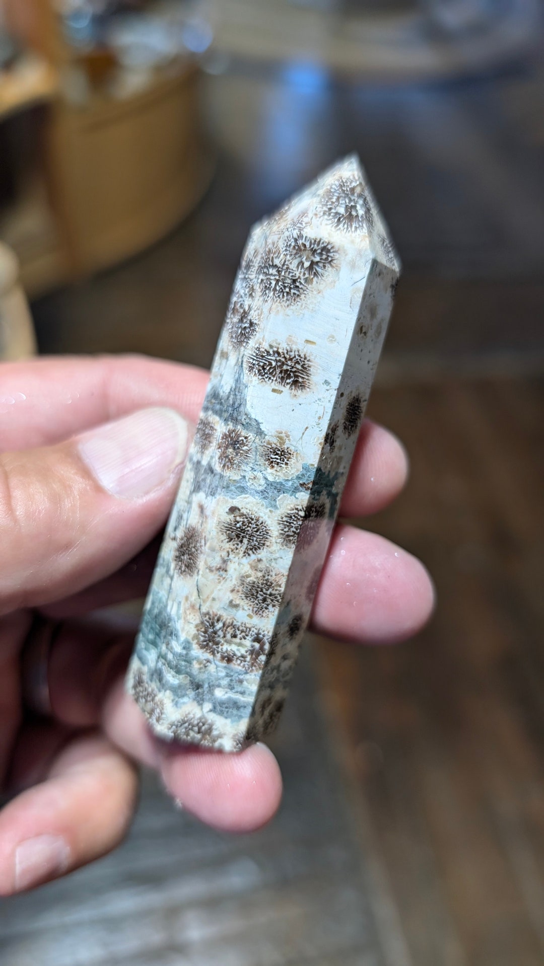 Pyroclastic Rhyolite Green Rhyolite in Jasper Green Flower Stone Crystal Tower Point Powerful ...