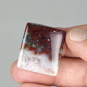 Scenic Red Color Stone Carved Moss Agate Fern Plant Leave Carving Cabochon Rectangle Pendant Pocket Abundance Garden Health WHOG22D41