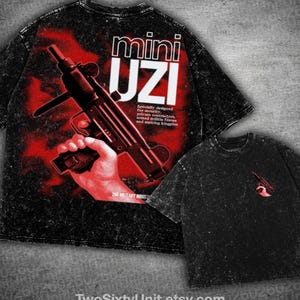 mini uzi tee | y2k retro advertisement shirt