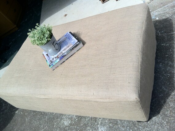 Burlap ottoman sale