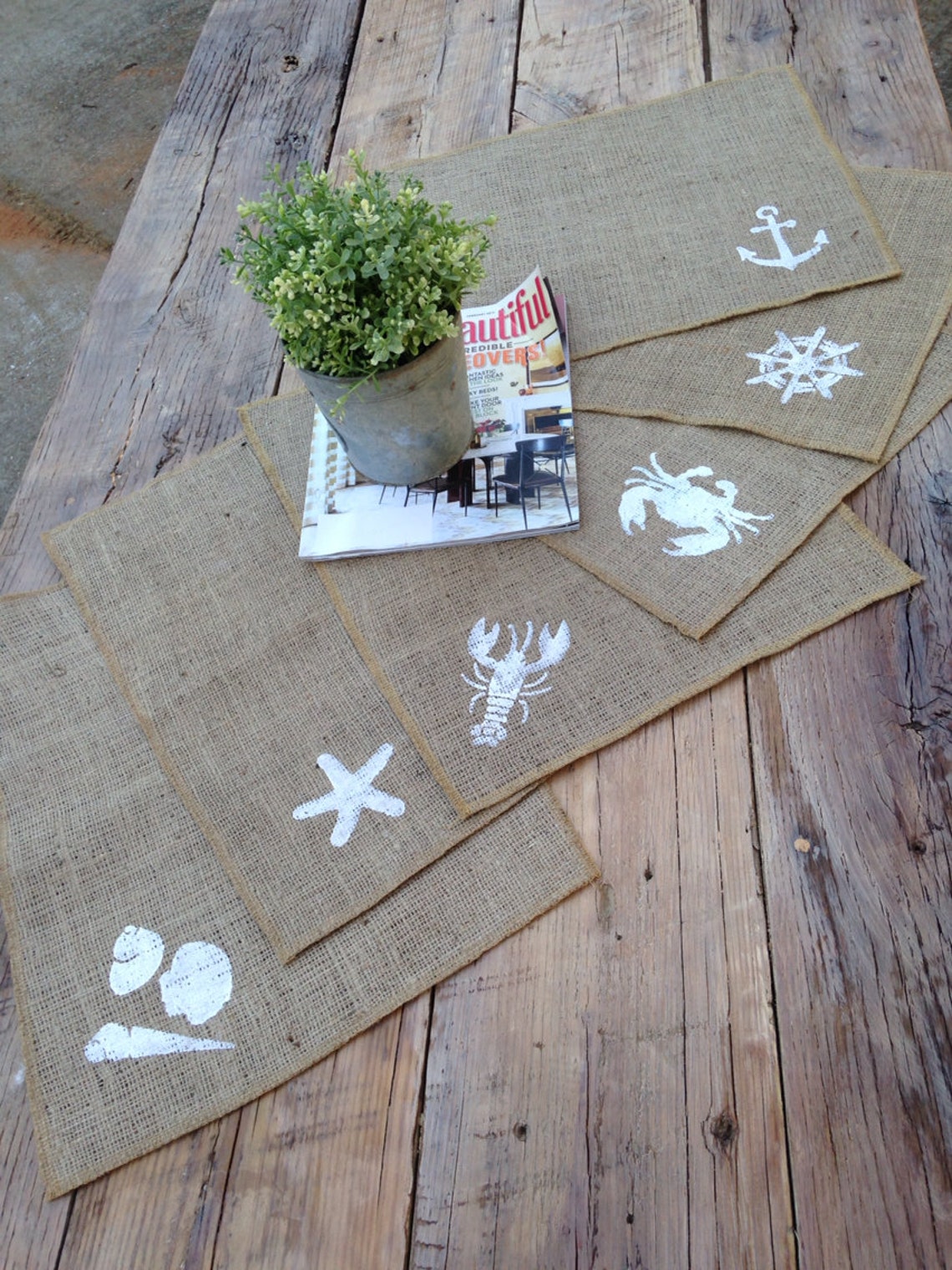 Burlap Placemats in Beach Theme Etsy