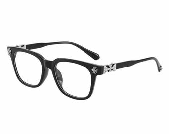 Monture de lunettes gothique vintage croisée - Lunettes punk noires, lunettes alternatives rétro pour hommes et femmes