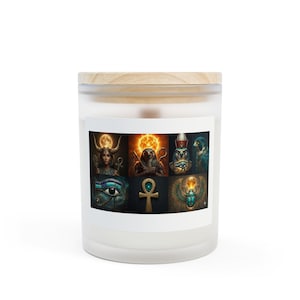 Ethereal Glow: Ancient Egyptian Icons Frosted Glass Candle