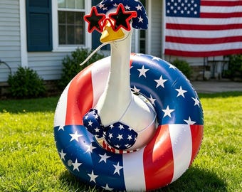 23 Inch Porch Goose 5-Piece Patriotic Bikini Outfit | 4th of July Costume & USA Flag Summer Lawn Decor Accessories