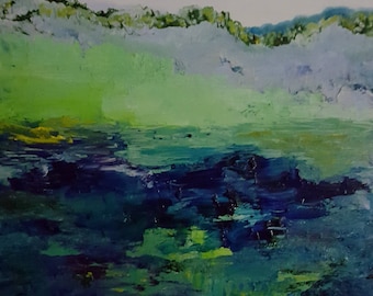 Die irischen Mauren, Irland Landschaft, tief lila, Kobaltblau Ozean, Housewarming, friedlich, Geschenk-Kunst, Original-Öl, FromGlenToGlen