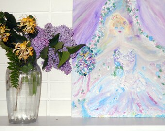 Wunderschöner Träumer, Opernsänger, singend auf der Bühne in schönem Kleid. Original Öl von KSonya, 40,x51 cm, Fromglentoglen
