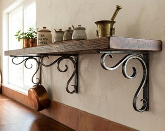 Vintage Style Cast Iron Shelf Bracket, Ornate Scroll Wall Corbel for Bookshelves and Home Décor, Made in USA