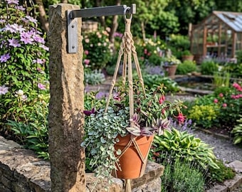 Handmade Raw Steel Utility Hanger – Rustic Plant Hook | Bird Feeder Wall Bracket